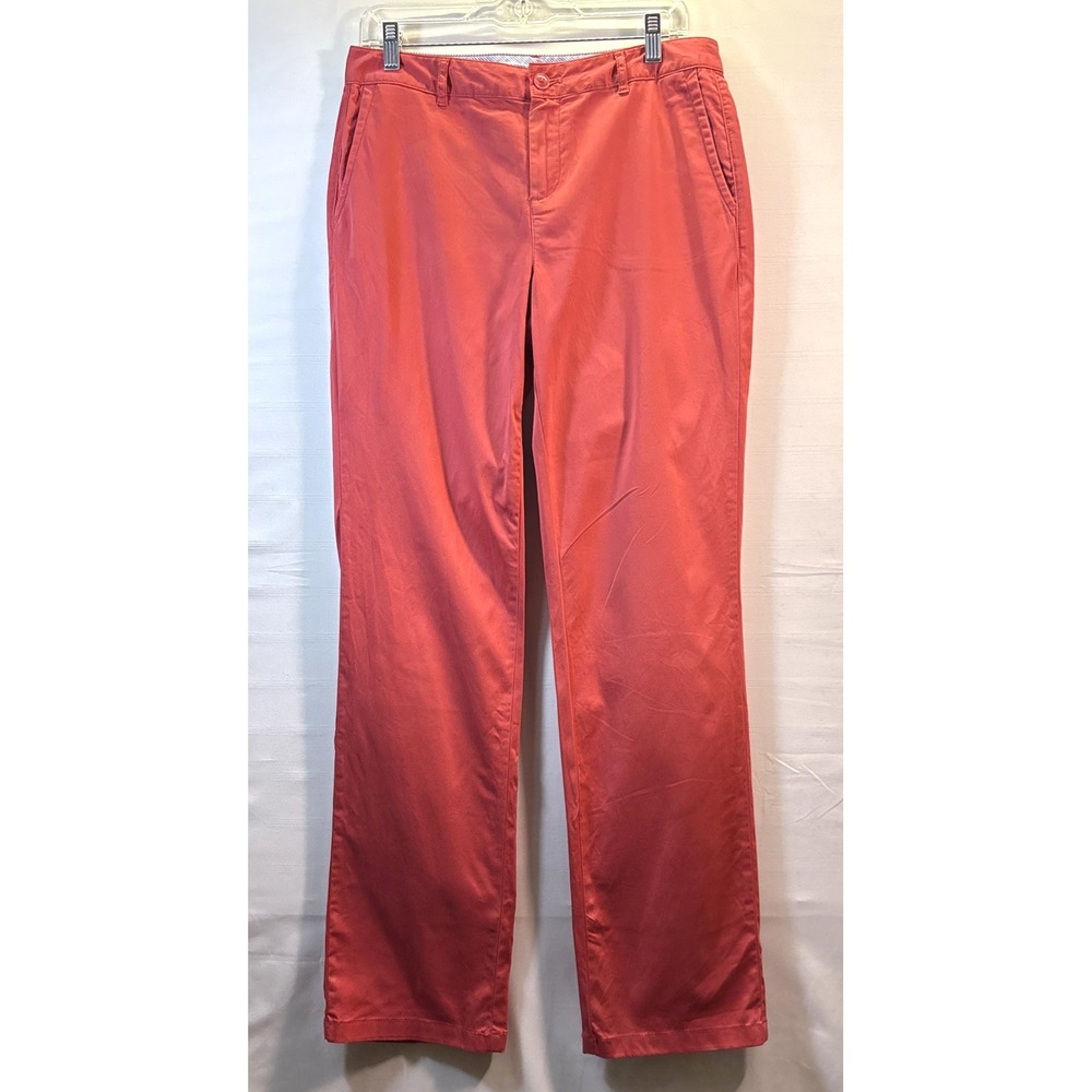 LL Bean Favorite Fit Pants Womens Orange Salmon Chinos Cotton Stretch 8